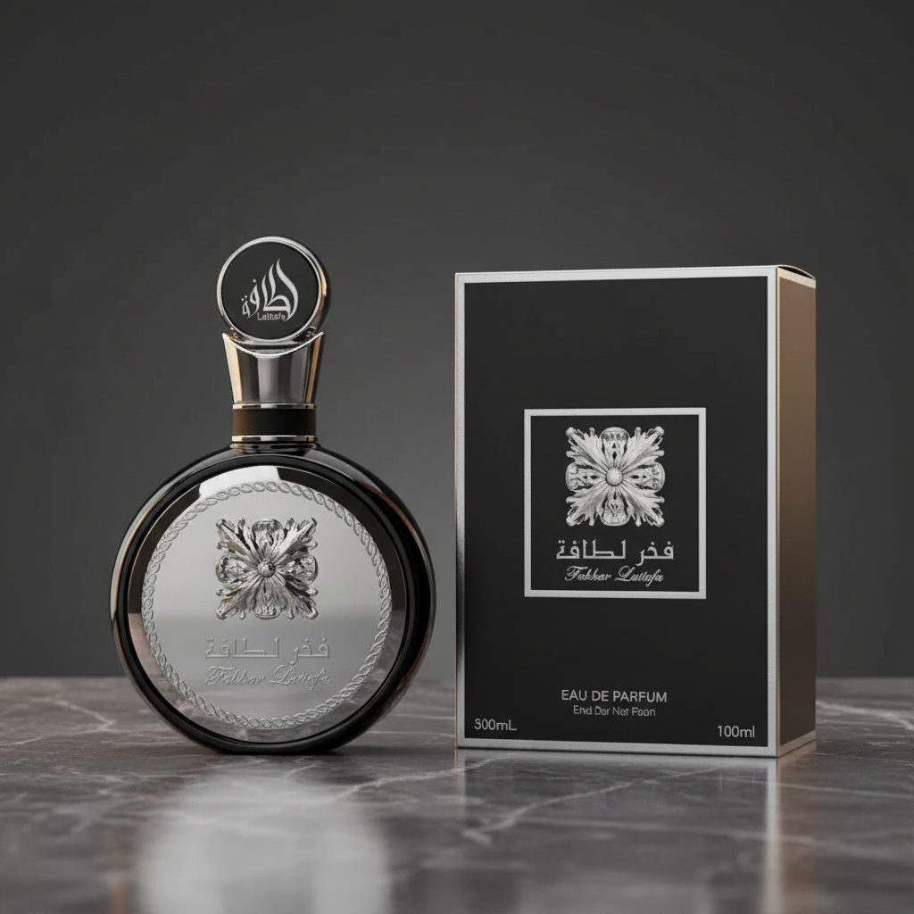 Fakhar Lattafa Man with bright Dubai Essence styling